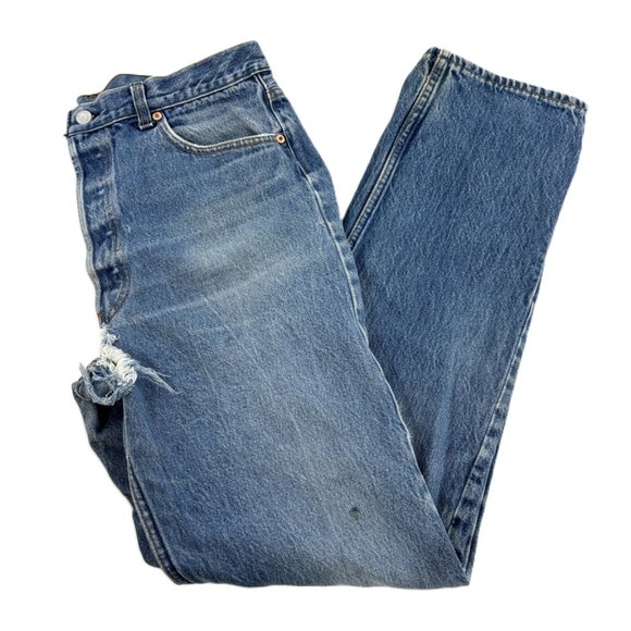 LEVI'S 501 Red Tab Button Fly Distressed Work Jeans VTG ’93 - Picture 4 of 11